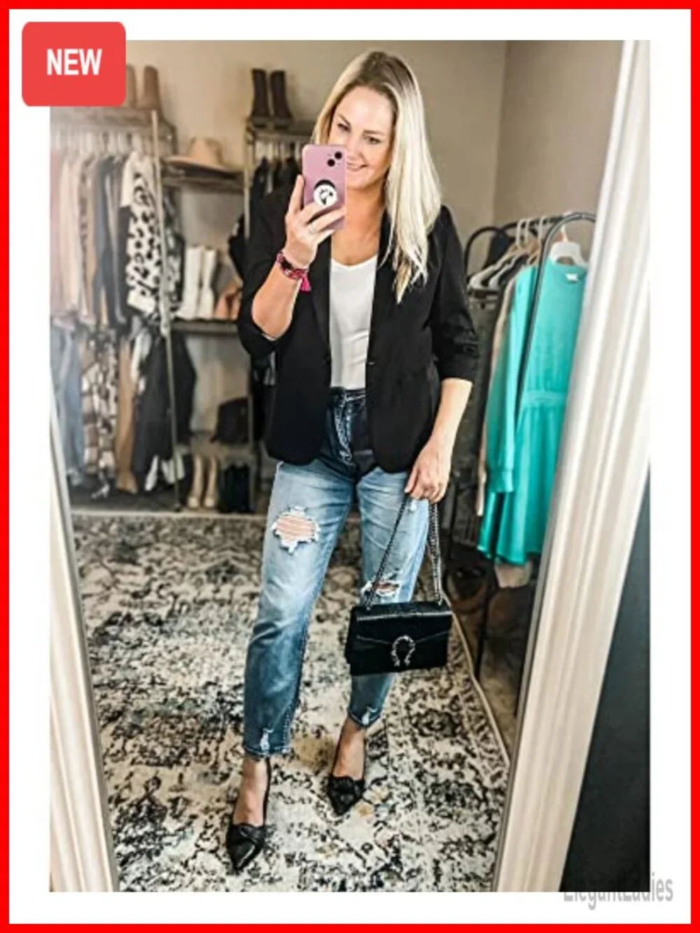 Women's Blazer 3/4 Sleeve Solid Business Casual Suit Jacket